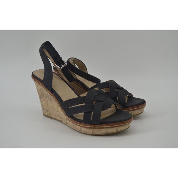 CL by Laundry Black Faux Leather Open Strapy Weaved shoes 10 - Picture 4 of 16